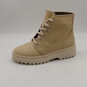 Lisa Vicky Womens Always Ankle Boots Taupe Leather Lace Up Block Heel 9M‎ NEW